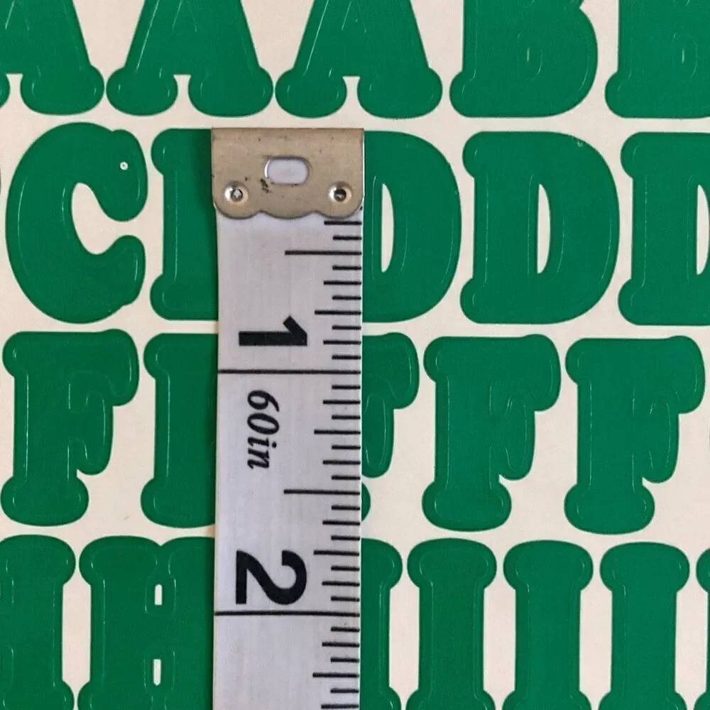 Stickers Letters Alphabet Upper Lower Case Numbers Symbols 2 Sheets Green